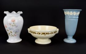 Wedgwood of Etruria Centre Bowl, cream ground with brown floral decoration.
