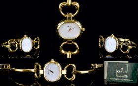 Gucci - Ladies Quartz Delux Gold Plated Cocktail Bangle Watch From The 1990's.