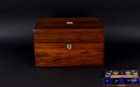 Victorian Period - Good Quality Mahogany Lidded Vanity Box with Fitted Interior + a Secret Drawer