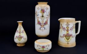 Devon Ware Fieldings & Co Set of ( 4 ) Pottery Items. Comprises Jugs and Vases In The ' Etna '