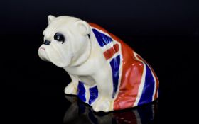 Royal Doulton Figure of a Bulldog, with Union Flag Draped Over Back. Reg No 645658.