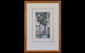 Francis Murray Russell Flint (1915-1977) Original Watercolour 'Across The Moat' Framed watercolour