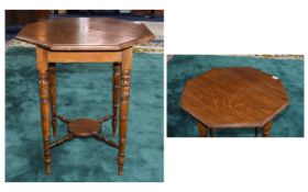 Antique Oak Octagonal Occasional Table Small table with turned legs,