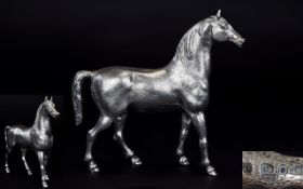 Elizabeth II Fine and Impressive Cast Silver Figure of a Young Horse ( Standing Position )