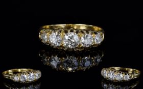 Antique Period 18ct Gold 5 Stone Diamond Ring. The Diamonds of Excellent Colour and Clarity.