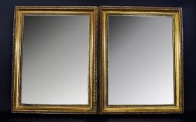 A Pair of Gilt Wood Frame Mirrors. Approx 15 x 18.3/4 Inches.