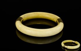 Chinese - 19th Century 18ct Gold Banded Ivory Bangle, Gold Band Not Marked. But Tests High Ct Gold.