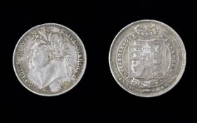 George IV - Shield Back - High Grade Silver Shilling Coin.