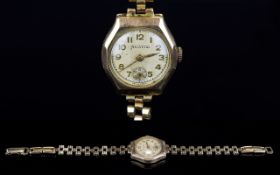 Helvetia - Octagonal Shaped Ladies 9ct Gold Case Mechanical Wrist Watch,