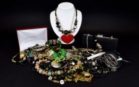 Collection of Assorted Costume Jewellery including beads, brooches, necklaces,