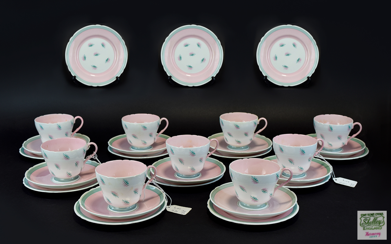 Shelley 1940's / 1950's ( 33 ) Piece Bone China Tea Service ' Harmony ' Pattern No 13777,