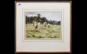 Emily Prowde ( Early 20 Century) Haymaking. Watercolour. 8'' x 10.1/2'' Signed.