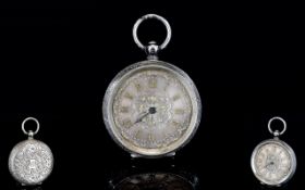 A Ladies Edwardian Fobwatch Silver dial,