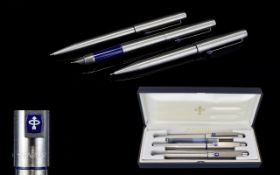 Parker Pen Set ( 3 ) Comprises Fountain Pen, Ball Point Pen, Pencil - Propelling.