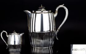 Regency Style Solid Silver Teapot of Excellent Quality and Form. Swan Necked Handle.