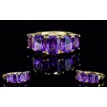 Amethyst Five Stone Band Ring, the centr