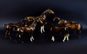 Three Beswick Brown Gloss Stallion Horse