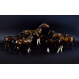 Three Beswick Brown Gloss Stallion Horse