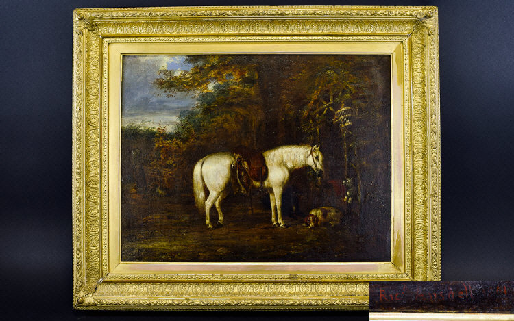 Equestrian Interest 19th Century Oil On
