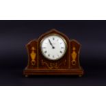 Antique Inlaid Mantle Clock Small mahoga