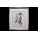 Framed Original Chalk Pastel 'Young Woma