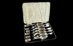 Queen Victoria Set of 6 Silver Teaspoons. Hallmark London 1849, Makers Mark G.