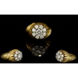 18ct Gold Diamond Cluster Ring Set With A Central Round Modern Brilliant Cut Diamond Surrounded By