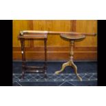 Two Small Circular Occasional Table With Tripod Base. Both 20 inches in height. One with a