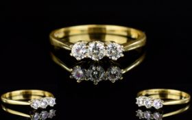 18ct Gold Set 3 Stone Diamond Dress Ring. The Diamonds of Good Colour and Clarity.