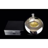 A Gentleman's Sporran Flask By Kilbowie Ltd The original stainless steel circular flask with central