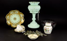 A Collection of Assorted Pottery and Glass including Lustre, Coalport 'Ming Rose' Jar and Cover,