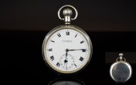 Antique Period Nice Quality Open Faced Silver Keyless Pocket Watch, Features a White Porcelain Dial,