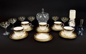 Small Collection of Ceramics and Glass. Compromising of five cups and saucers, six side plates,