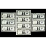 United States of America Collection of ( 9 ) Nine - One Dollar Bank Notes.
