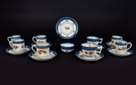 Lowestoft Border Booths China Part Teaset comprising 6 coffee cans and saucers, 2 teacups and