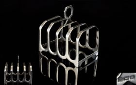 1930's Period 4 Tier Silver Toast Rack of Good Form. Hallmark Birmingham 1933. 2.75 Inches wide &