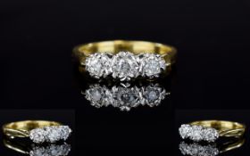 18ct Yellow Gold 3 Stone Diamond Ring - Illusion Set. Est Diamond Weight 0.30 pts.