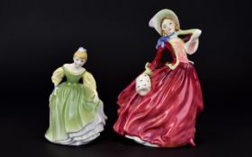 Royal Doulton Early Figurine ' Autumn Breezes ' HN1934. Designer L. Harradine. Height 7.5 Inches.