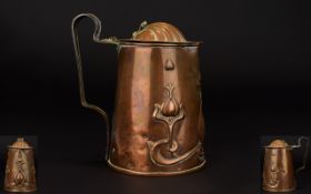 JS&S Art Nouveau Willow Copper Tankard By Joseph Sankey & Sons, Bilston,