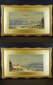 Alfred Durham Early 20th Century Artist Pair of Watercolours - Whiby Coastal Scene with Boats