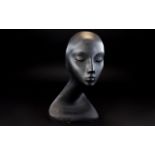 Vintage Swan Neck Mannequin Head By Winfield 1960's female mannequin head in vacuum molded black