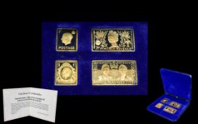 Danbury Mint Ltd Edition Set of The Historic Coronation Stamps of The Four Windsor Monarchs.