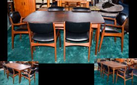 1970's Dining Room Set comprising of a dining extending table in typical 1970's Modernist form,