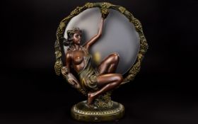 A Resin Table Lamp In The Form Of Demeter Art nouveau style reproduction lamp fashioned in bronzed