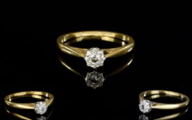 18ct Gold and Platinum Single Stone Illusion Set Diamond Ring. Marked 18ct and Platinum.