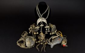 A Large Collection Of Antique Middle Eastern Silver Costume Jewellery An eclectic collection to
