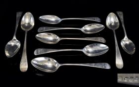 George III - Fine Set of Nine Silver Teaspoons by Peter and William Bateman Sons of Hester Bateman