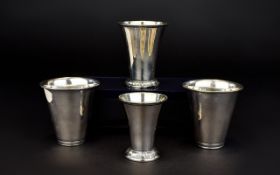 Swedish - Mid 20th Century Solid Silver Collection of Drinking Tots ( 4 ) Four In Total.