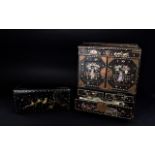 Antique Chinese Inlaid Writing Box Large rectangular standing box/miniature cabinet with top