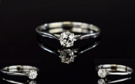 18ct White Gold and Platinum Set Single Stone Diamond Ring.